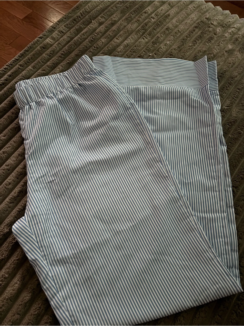 SHEIN Blue and White Striped Wide Leg Pants